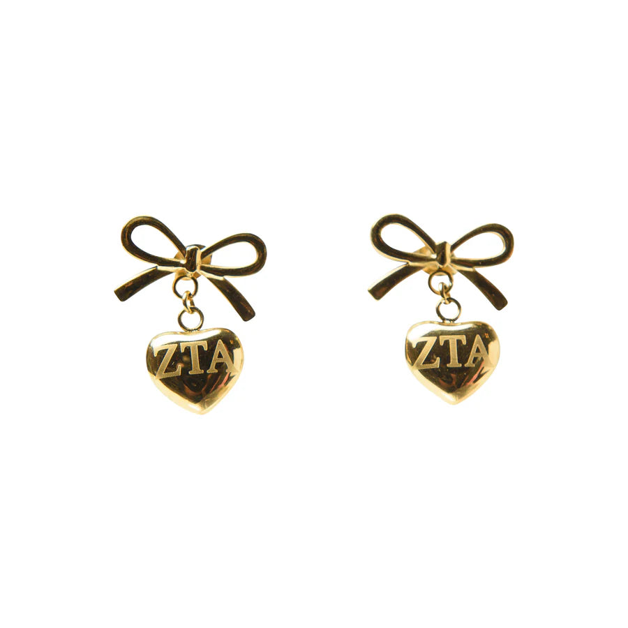Bow & Heart Sorority Earrings
