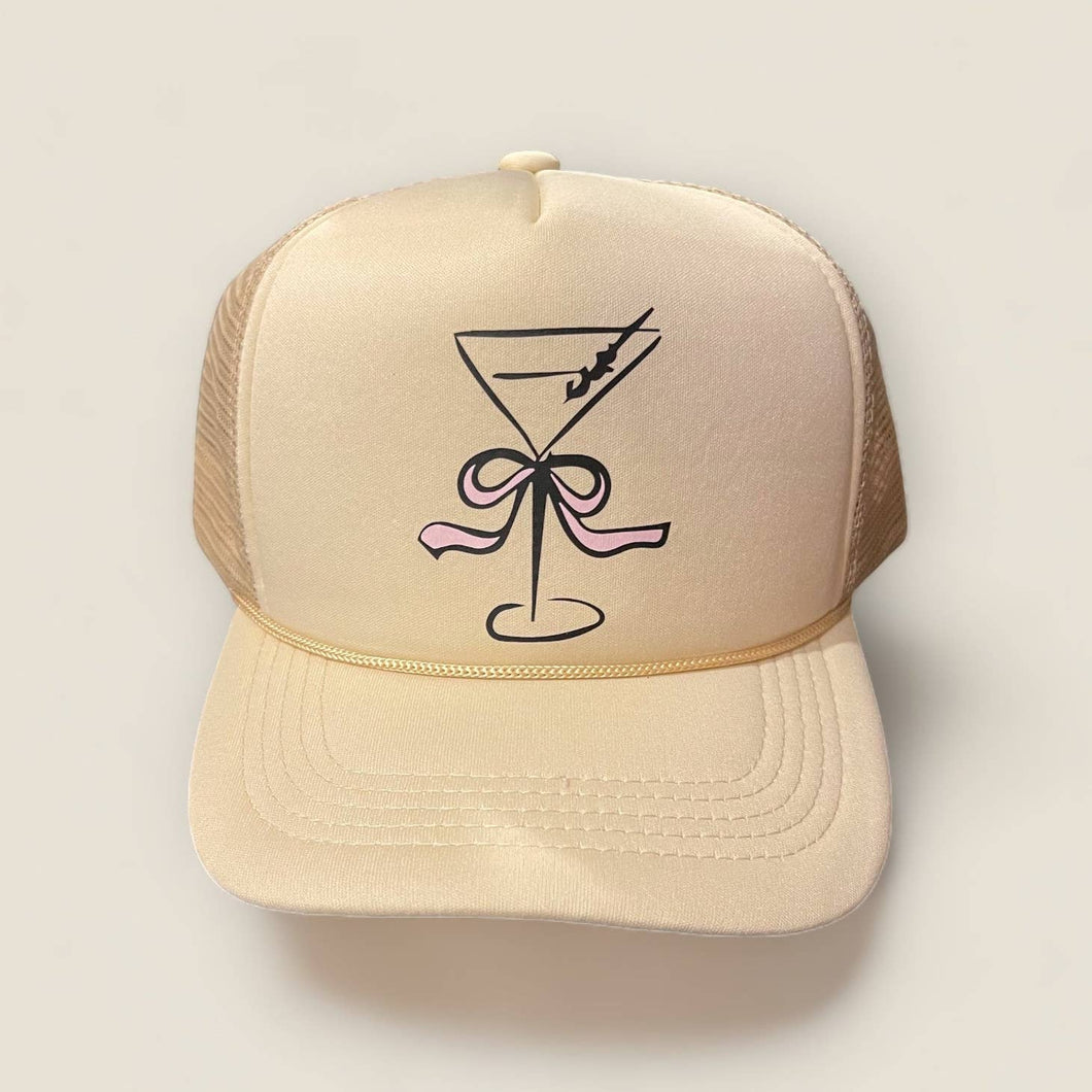 Coquette Cocktails- Martini Bow Trucker Hat