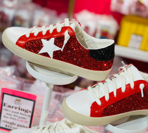 Sparkle Red & Black Sneakers – Paddle Tramps