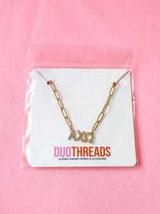 Rhinestone Paperclip Sorority Necklace