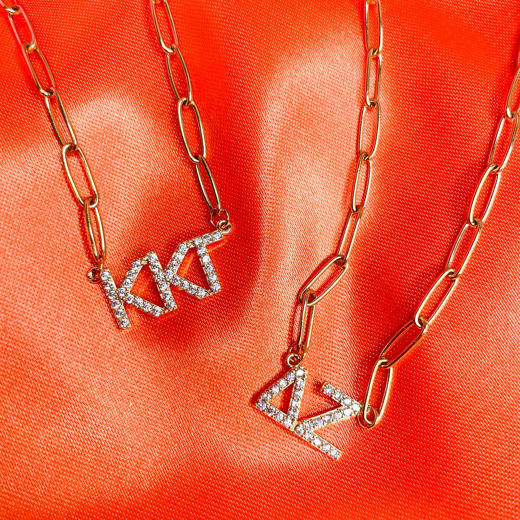 Rhinestone Paperclip Sorority Necklace