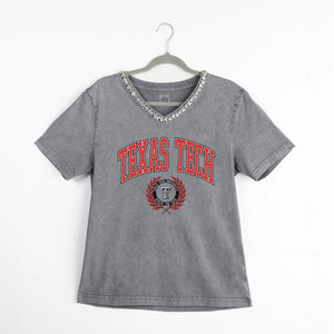 Texas Tech Jeweled V-Neck Tee