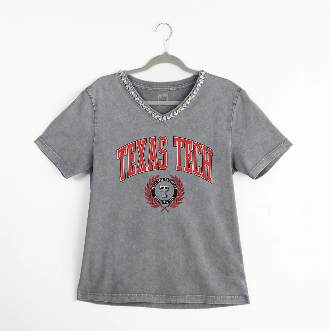 Texas Tech Jeweled V-Neck Tee
