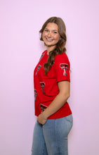 Sequin Scattered Double T Shirt- Red