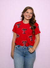Sequin Scattered Double T Shirt- Red