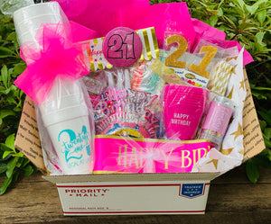 "21st Birthday Party in a Box" gift box