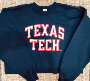 Texas Tech cropped sweatshirt- Stack Logo in Black