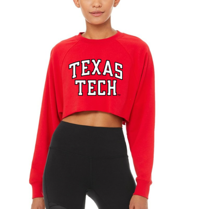 Texas Tech cropped sweatshirt- Stack Logo in Red