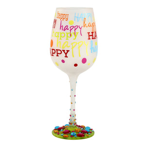 "Happy Happy" Wine Glass