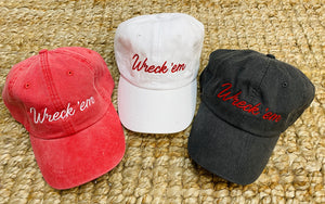 "Wreck 'em" script hats